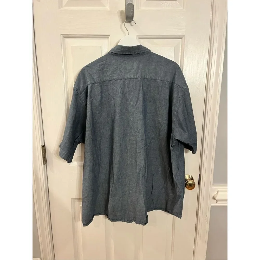 Wrangler Authentic Short Sleeve Chambray Button Down Shirt sz 3X EUC